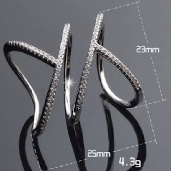 STERLING SILVER ZIRCON GEOMETRIC RING - Picture 4 of 5